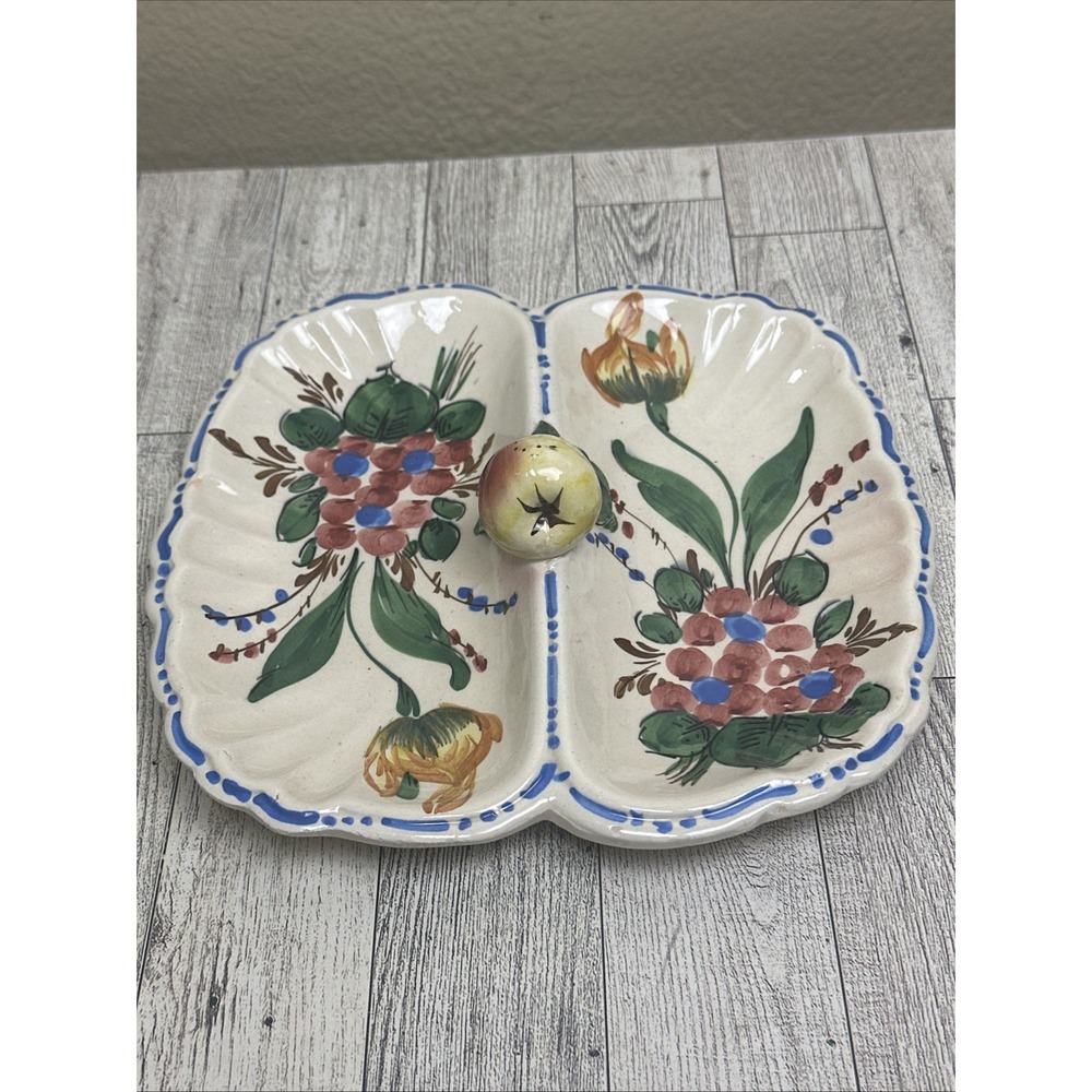 Vintage Italian Art ‎ Pottey, Hand Made And Hand Painted Serving Dish